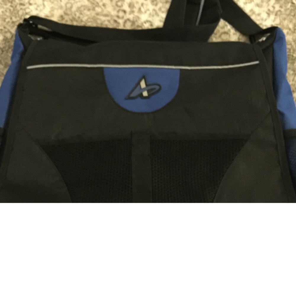 Messenger bag, Laptop bag, black and royal blue